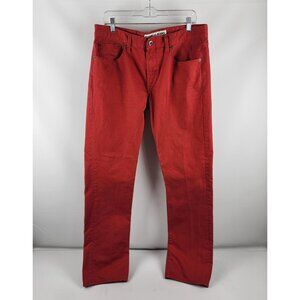 Express Jeans Mens 34x33 Red Rocco Slim Fit Straight Leg Denim
